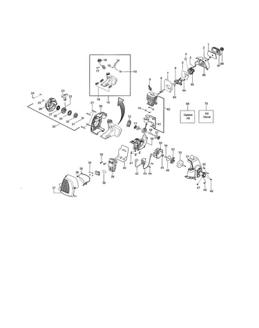 Cylinder/fuel tank/muffler