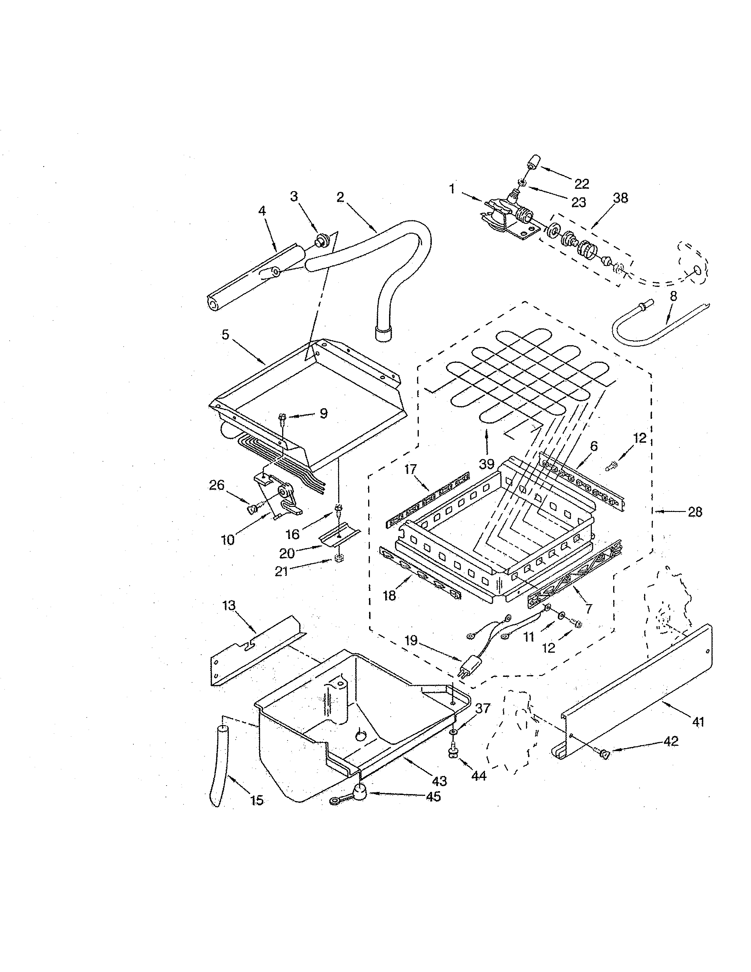 Evaporator/ice cutter grid/water parts