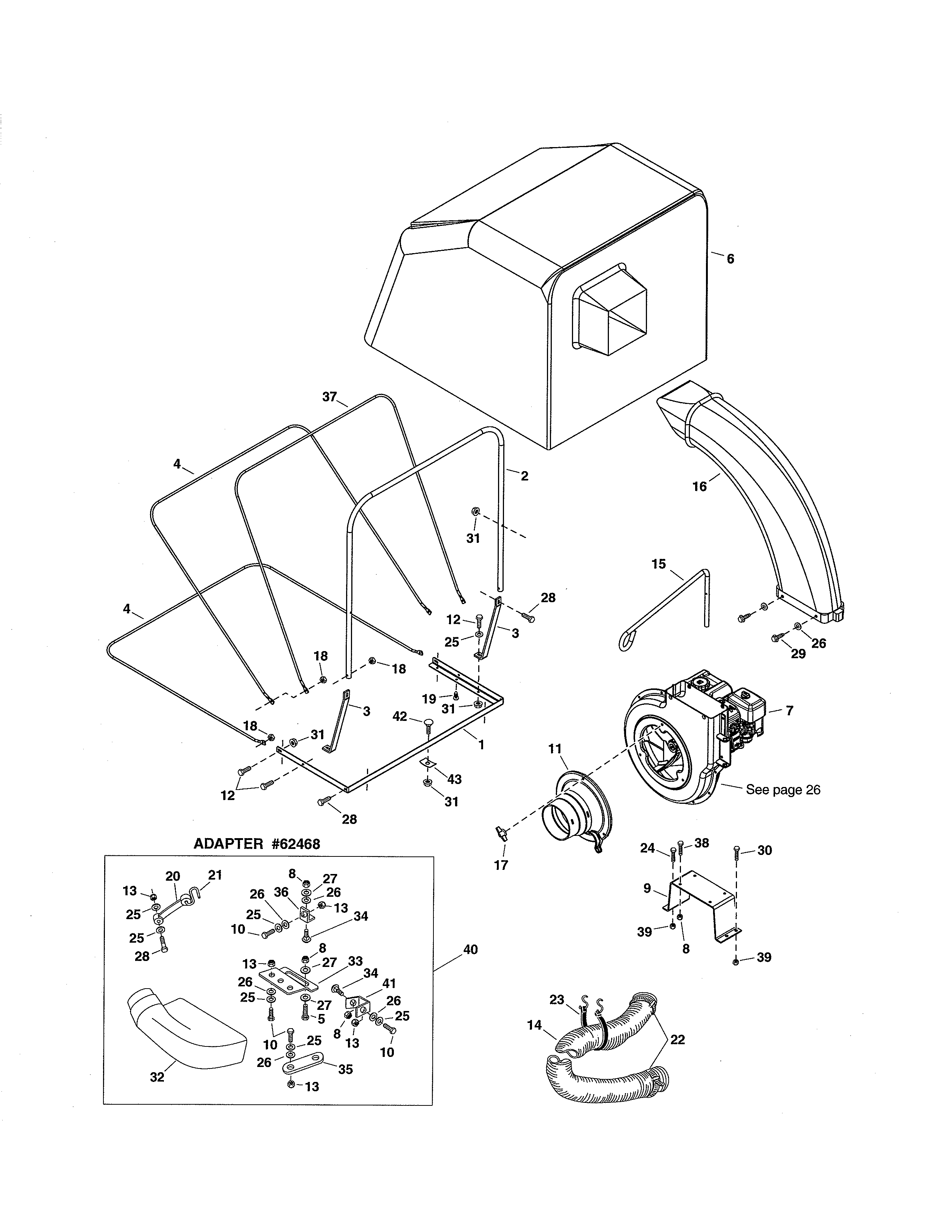 Engine/deflector/deck adapter kit