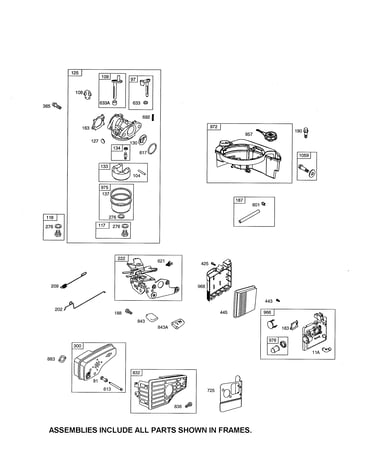 Carburetor/fuel tank/muffler