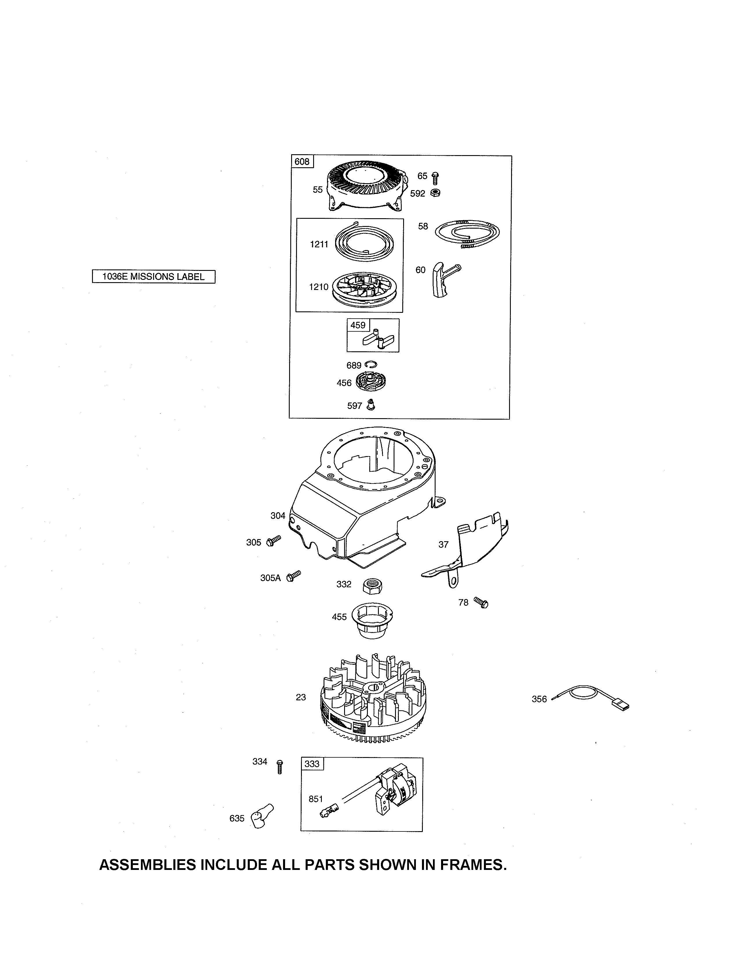 Rewind starter/blower housing