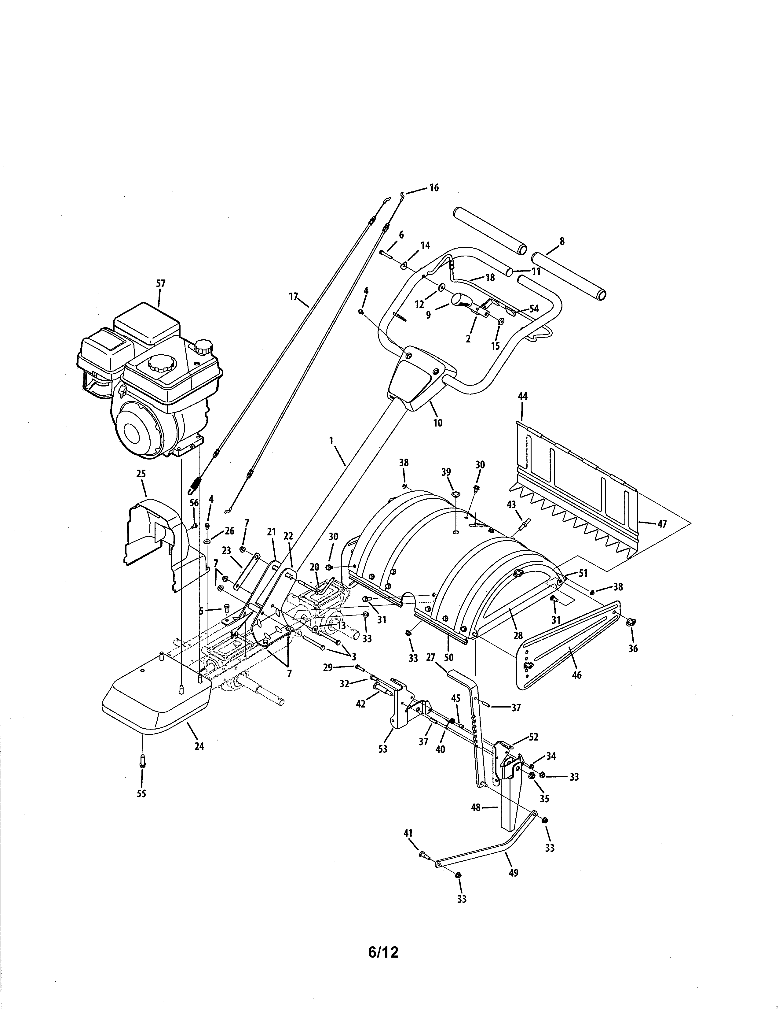 Engine/handle/tine shield