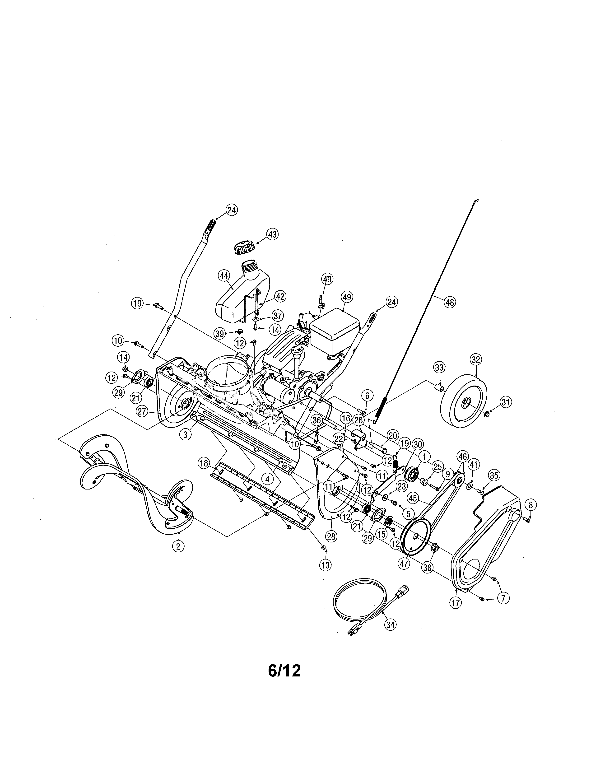 Auger/fuel tank/lower handle