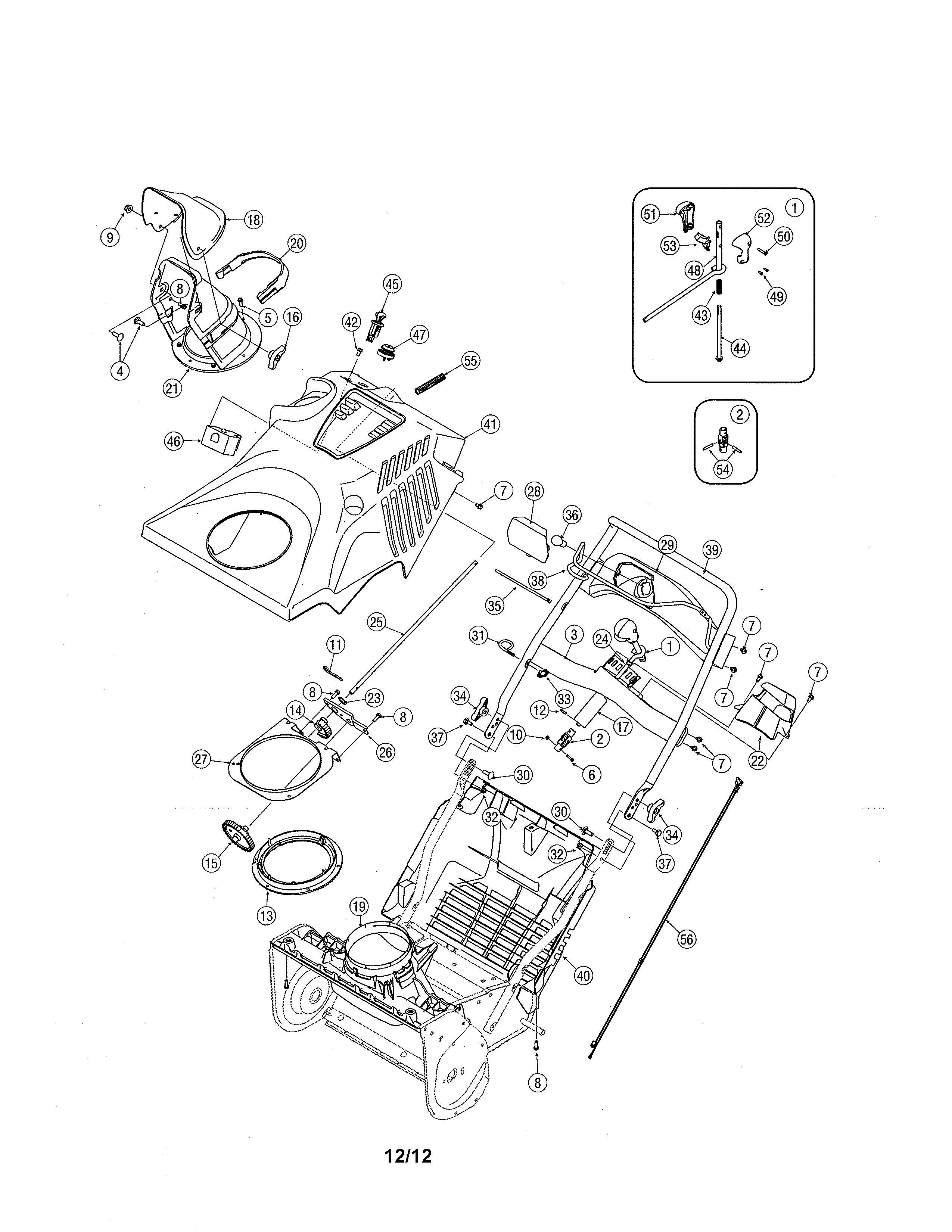 Top cover/upper handle/chute