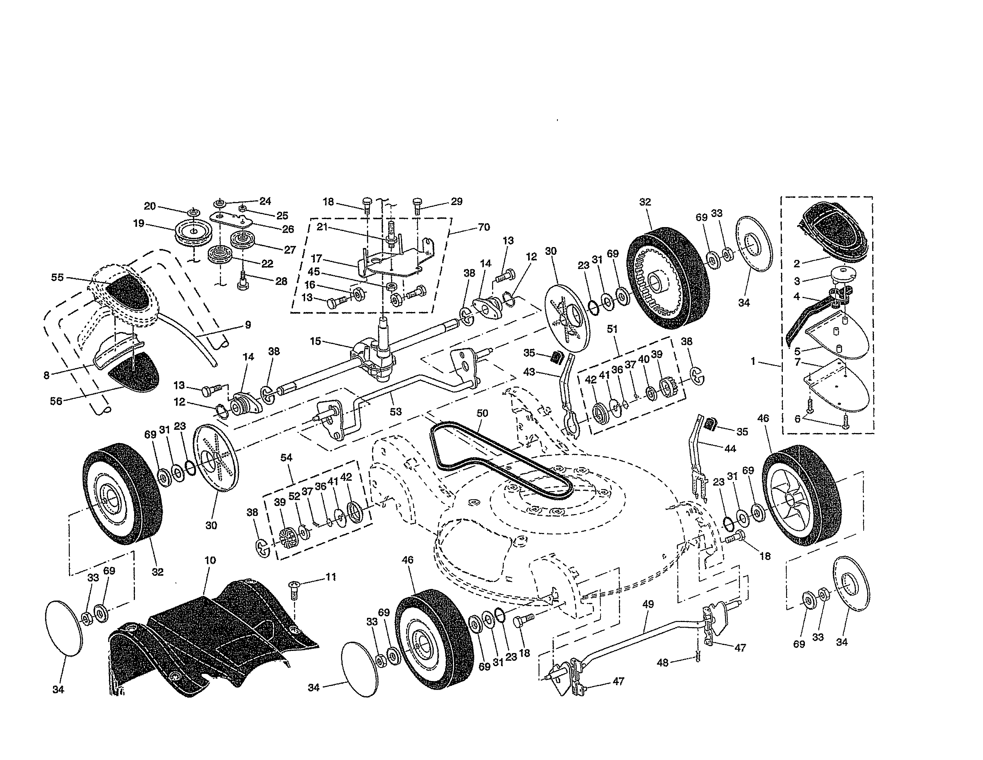 Drive control/gear case/wheels