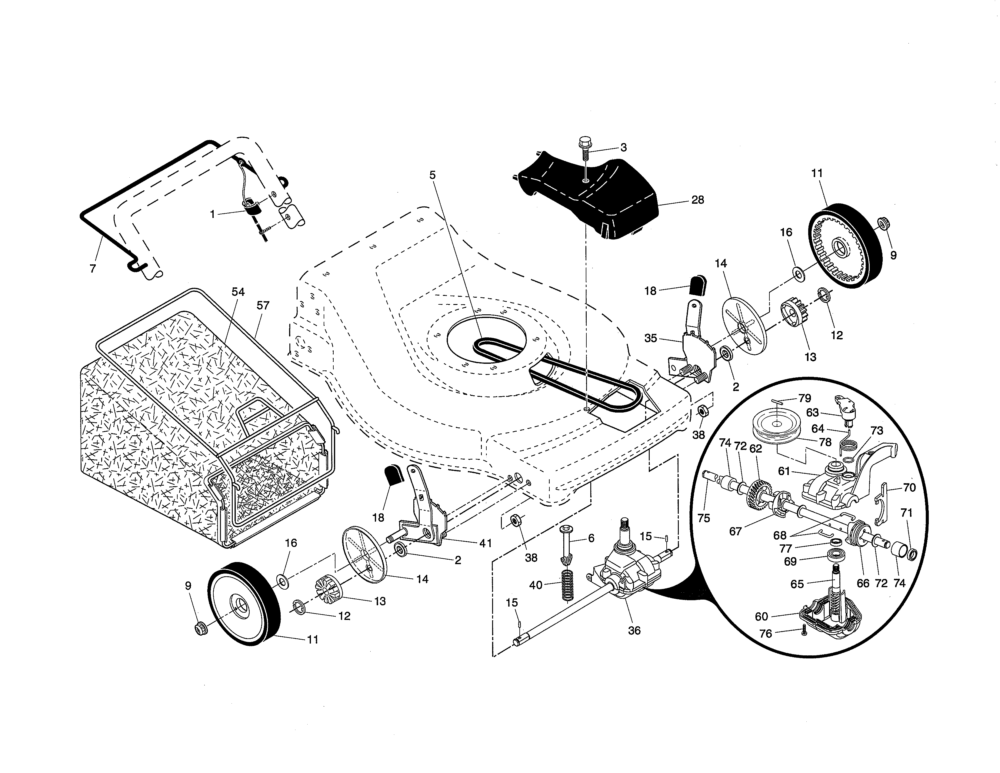 Drive control/gear case/wheels