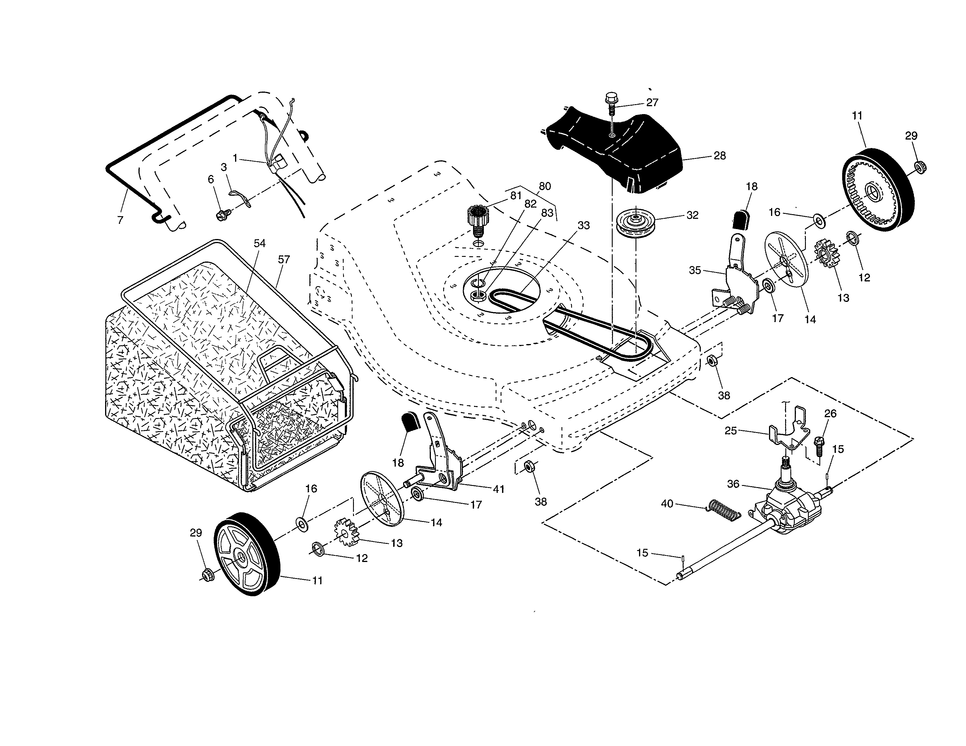 Drive control/gear case/wheels