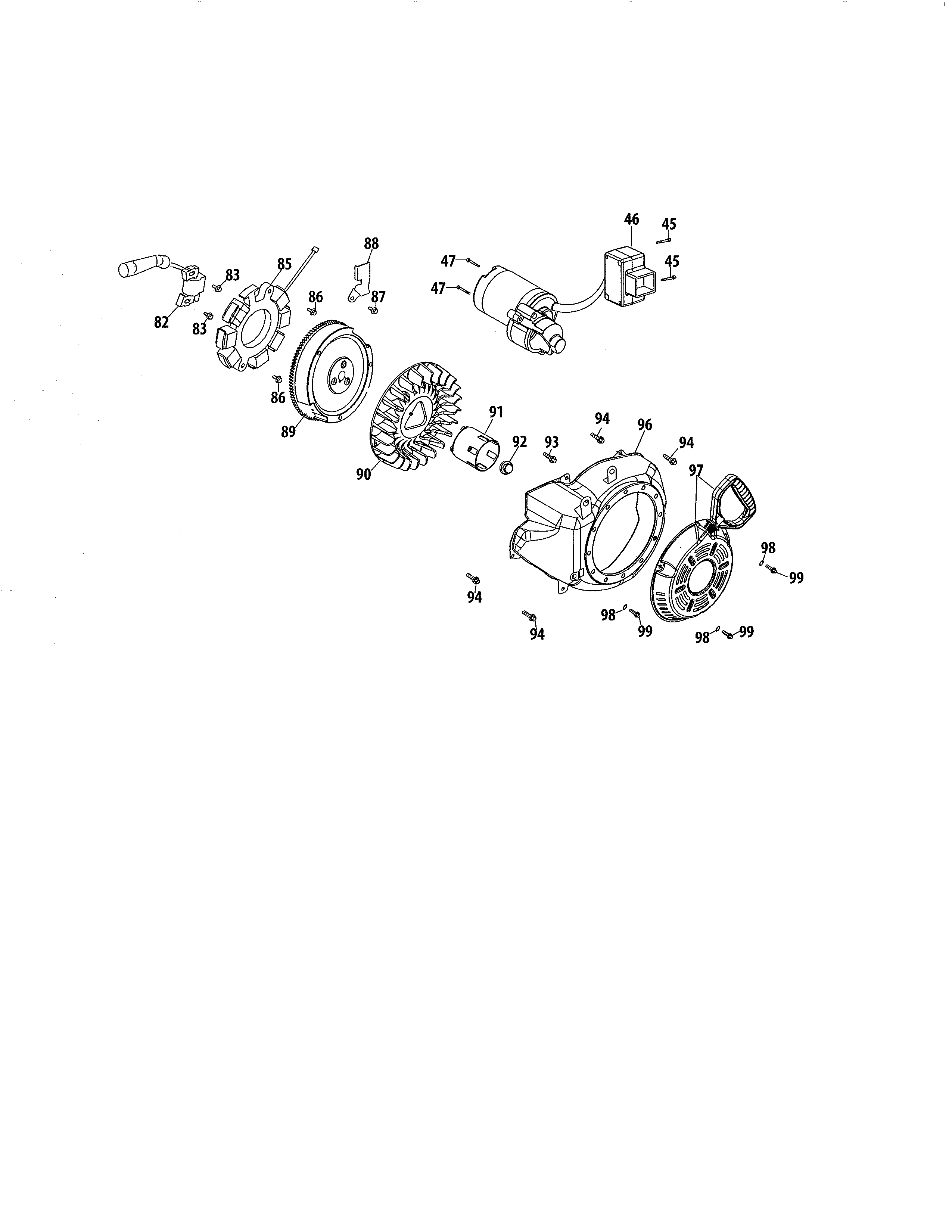 Electric starter/flywheel