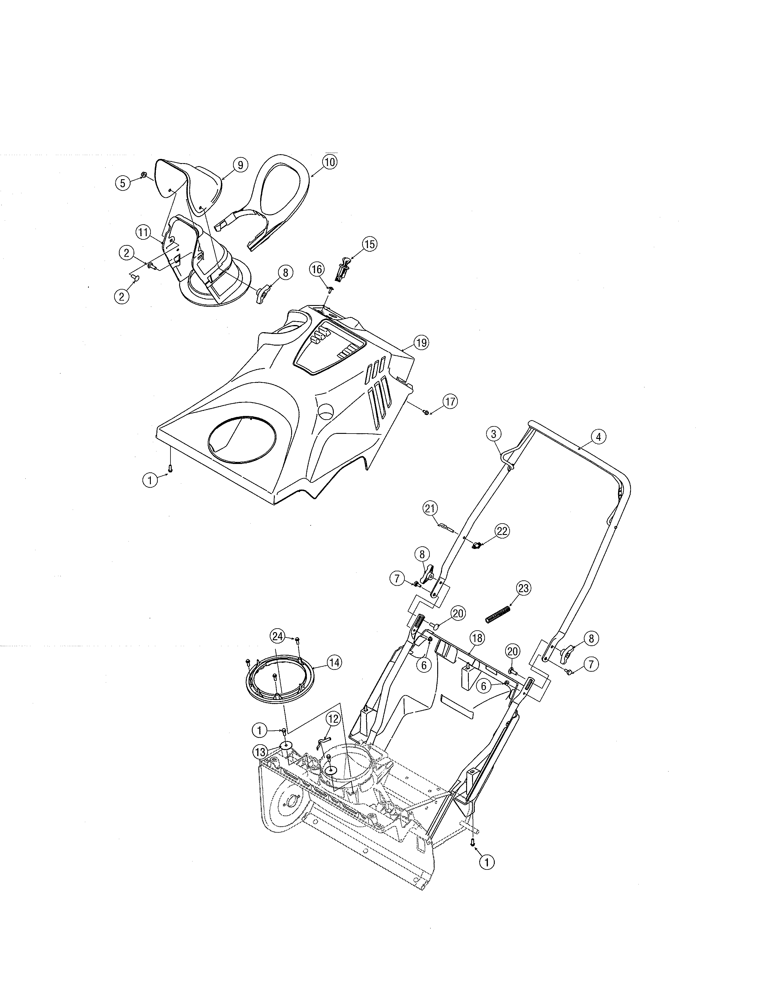 Handle/chute/top cover