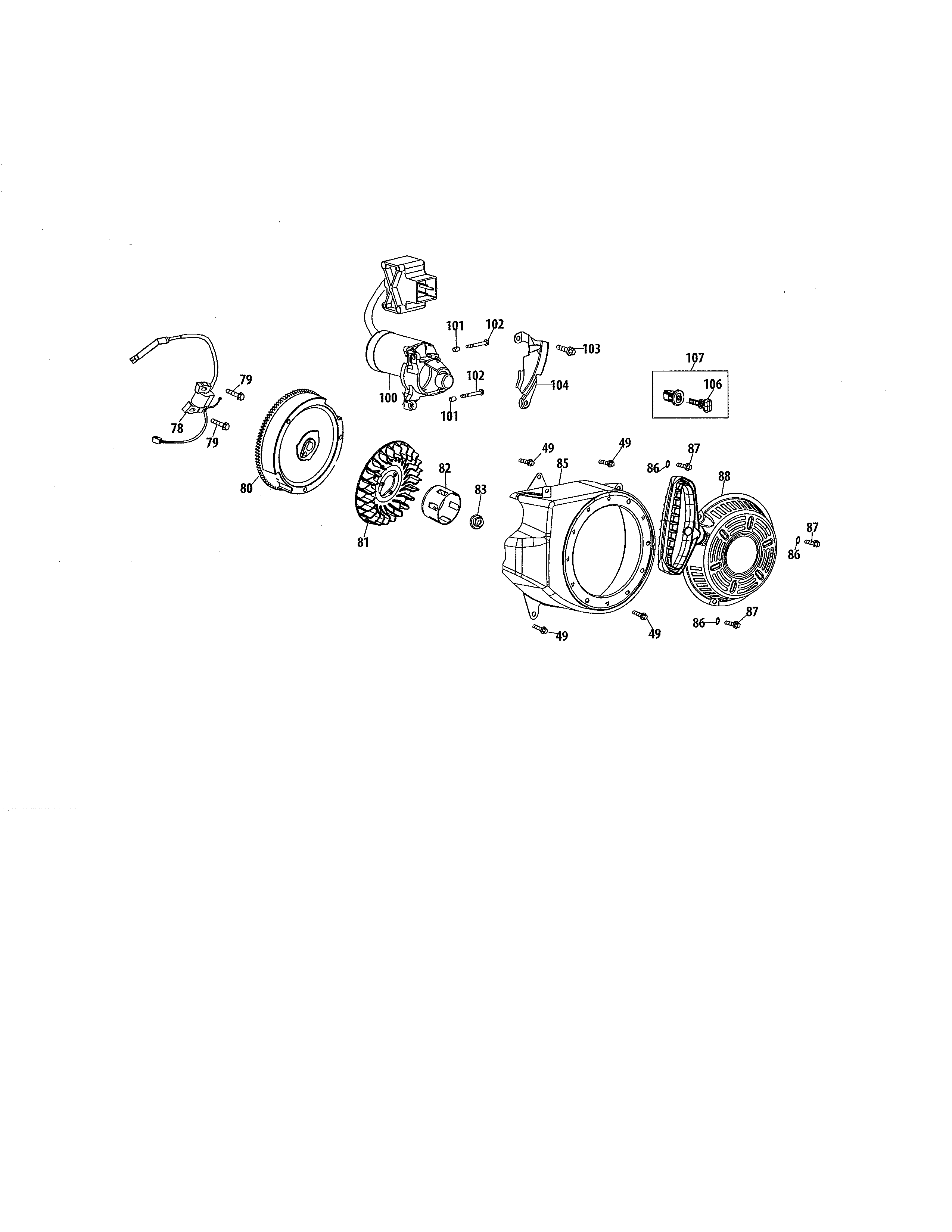 Flywheel/electric starter