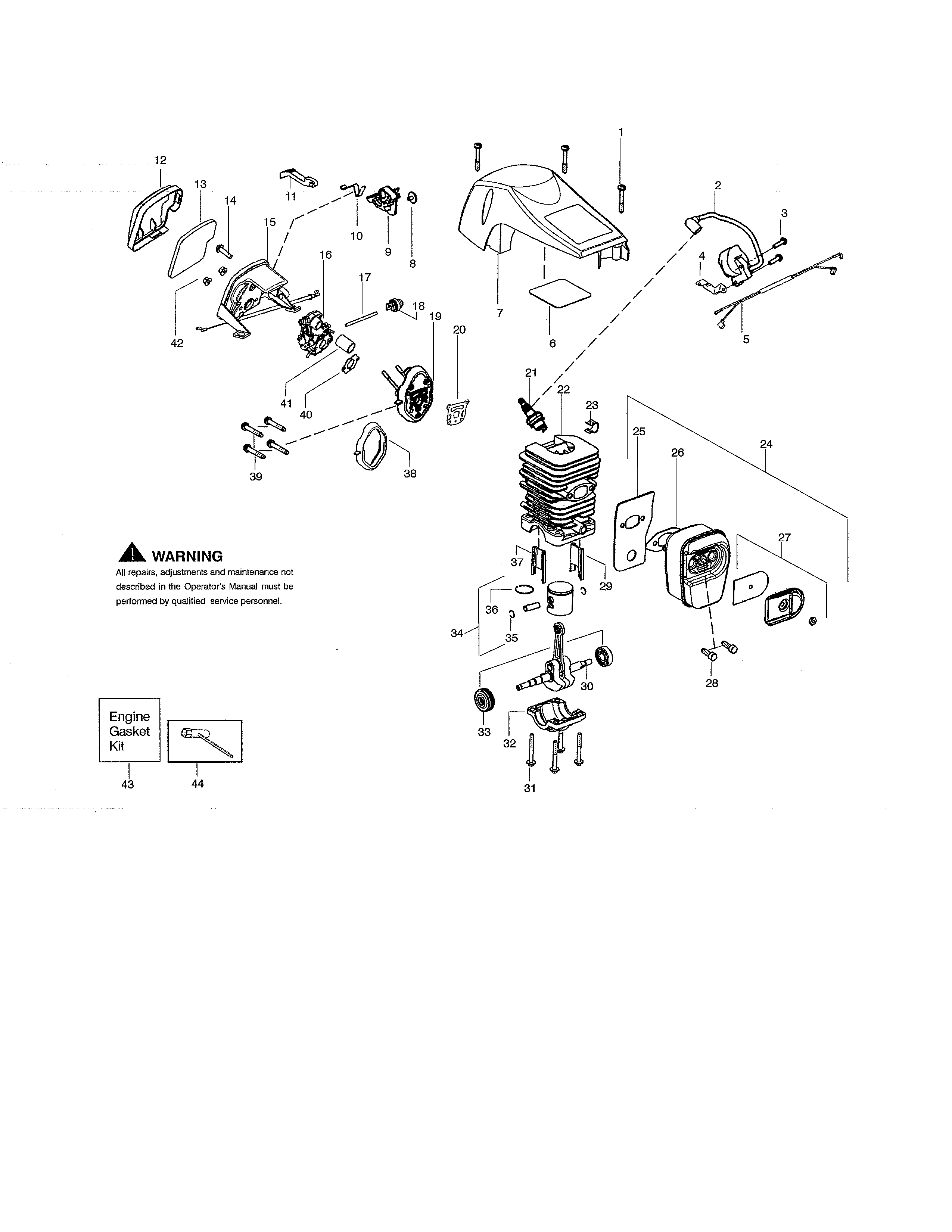 Shield/cylinder/crankshaft