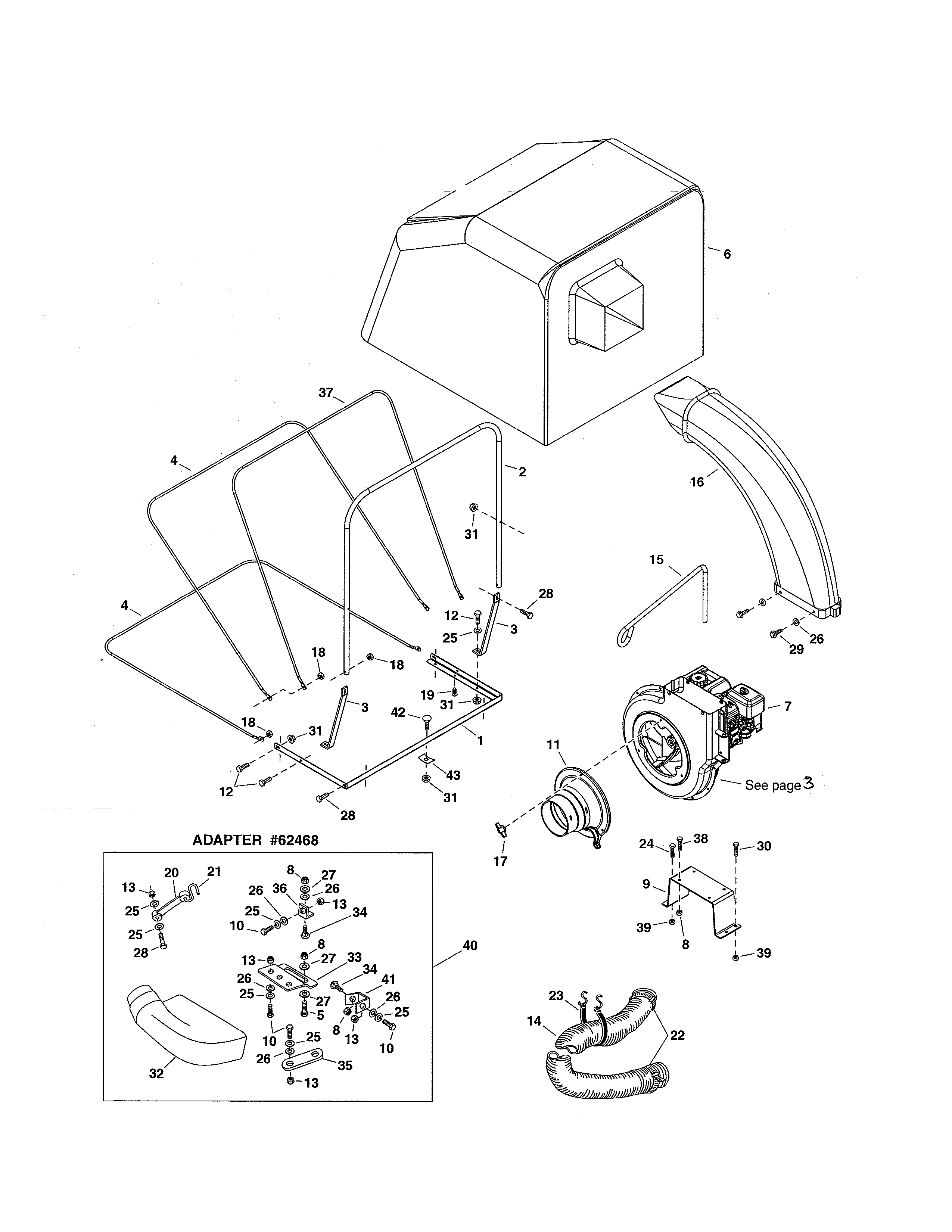 Deflector/engine/cart cover