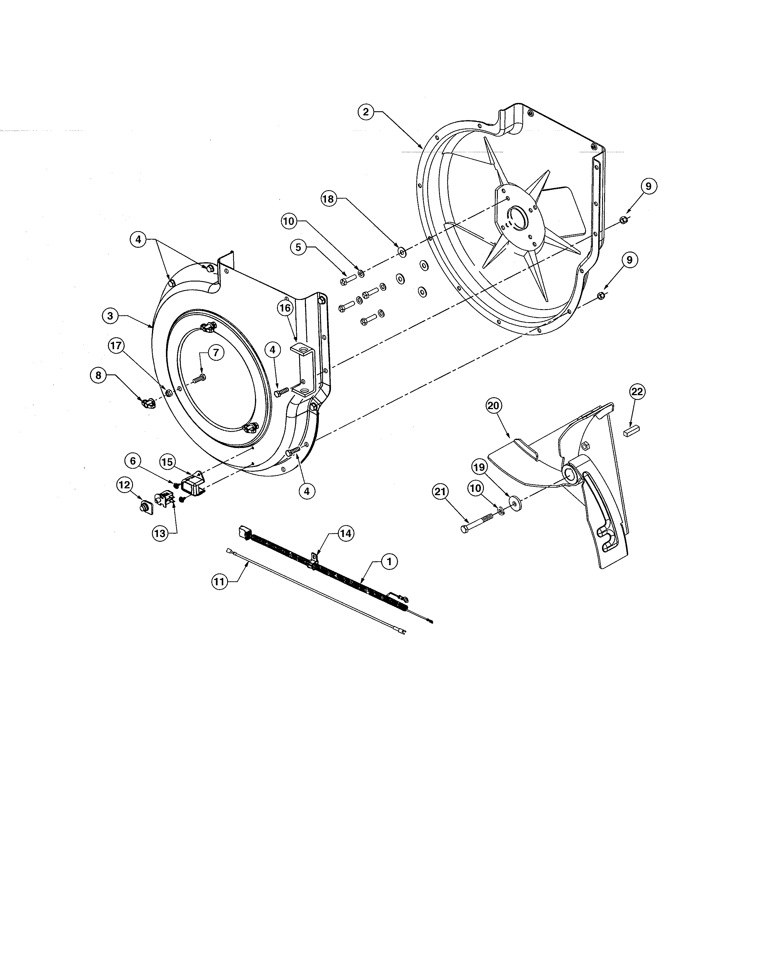 Impeller/wire harness