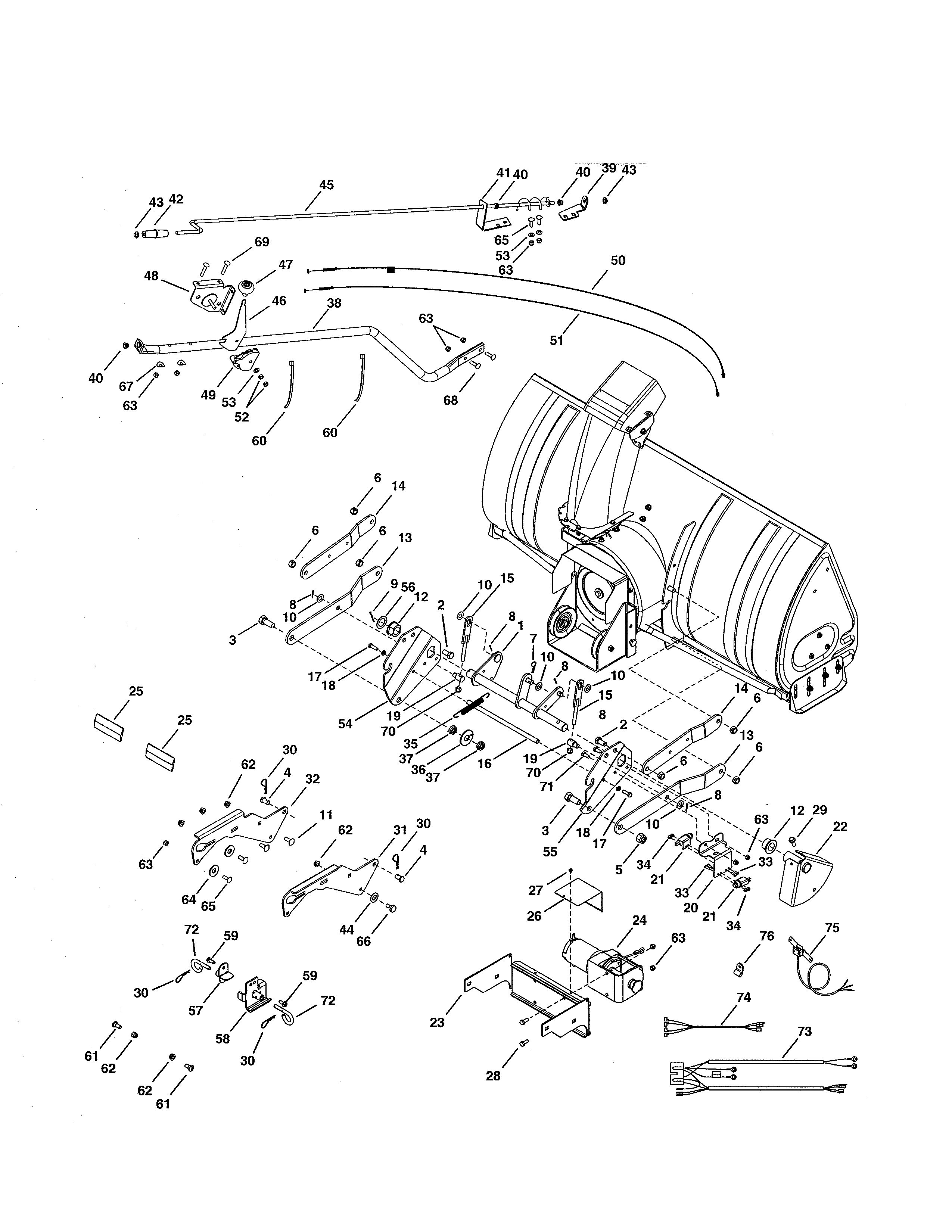 Winch/chute crank rod