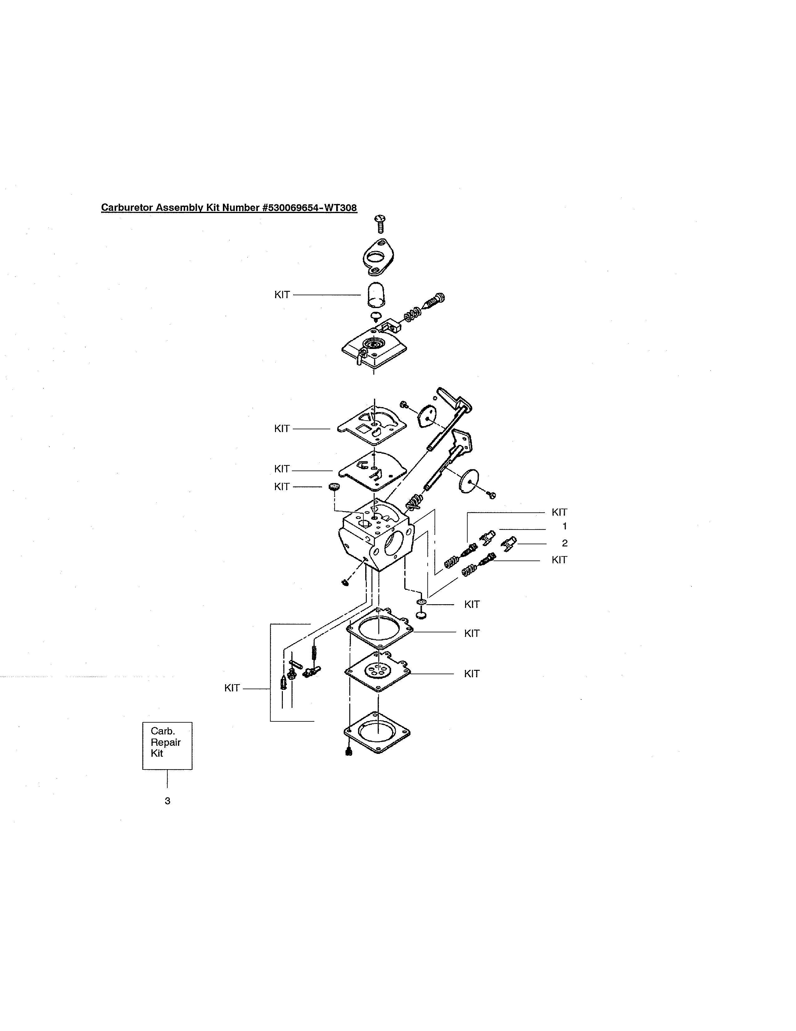 Carburetor kit - #530069654-wt308