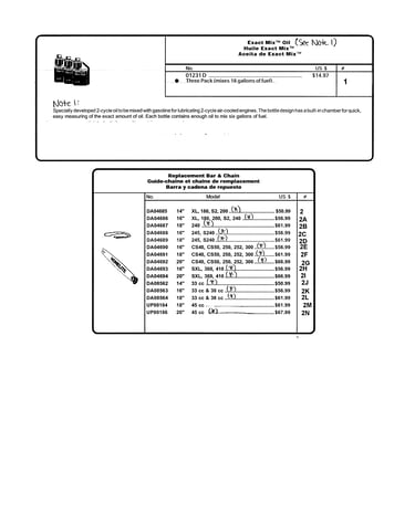 Oil mix/replacement bar & chain