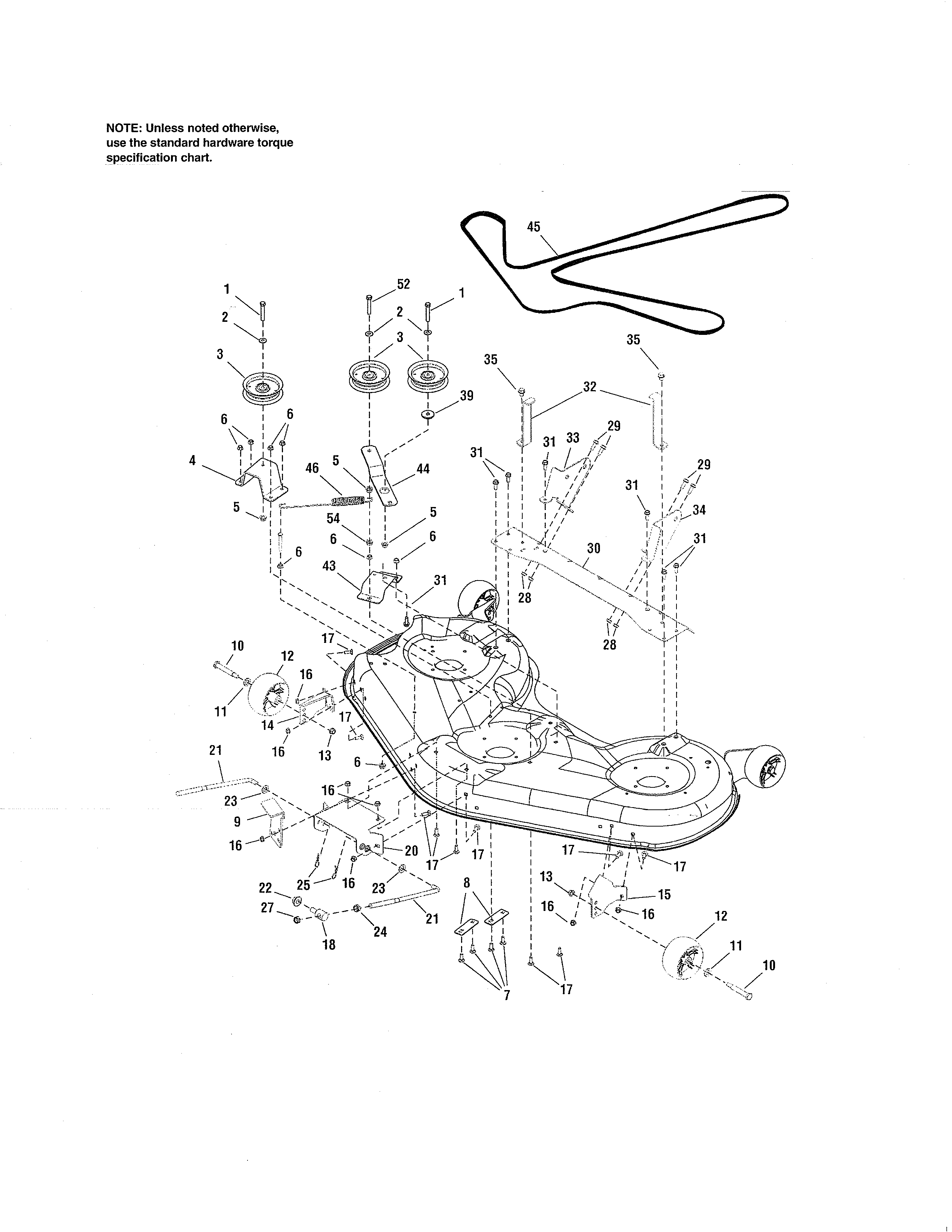 52" deck - clutch & support