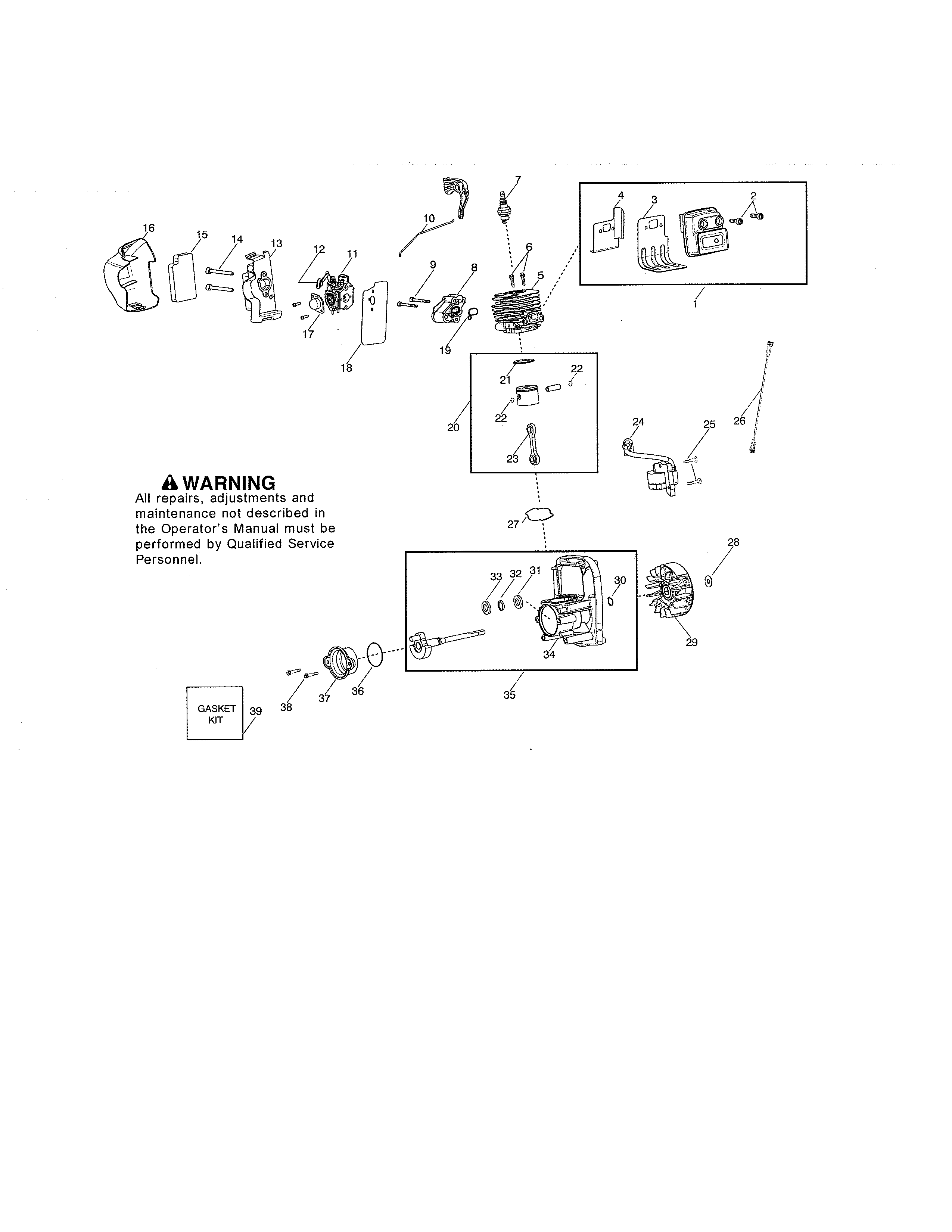 Cylinder/muffler/crankcase