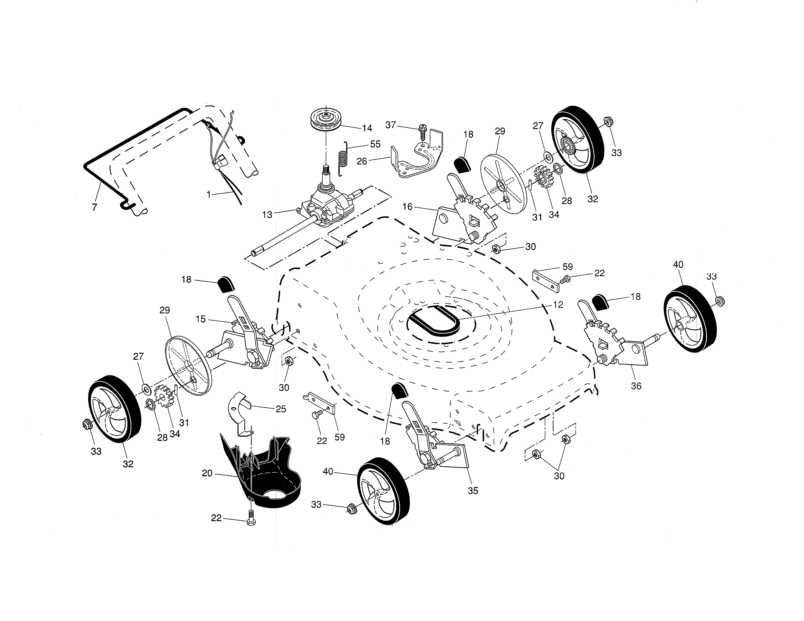 Drive control/gear case/wheels