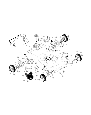 Drive control/gear case/wheels