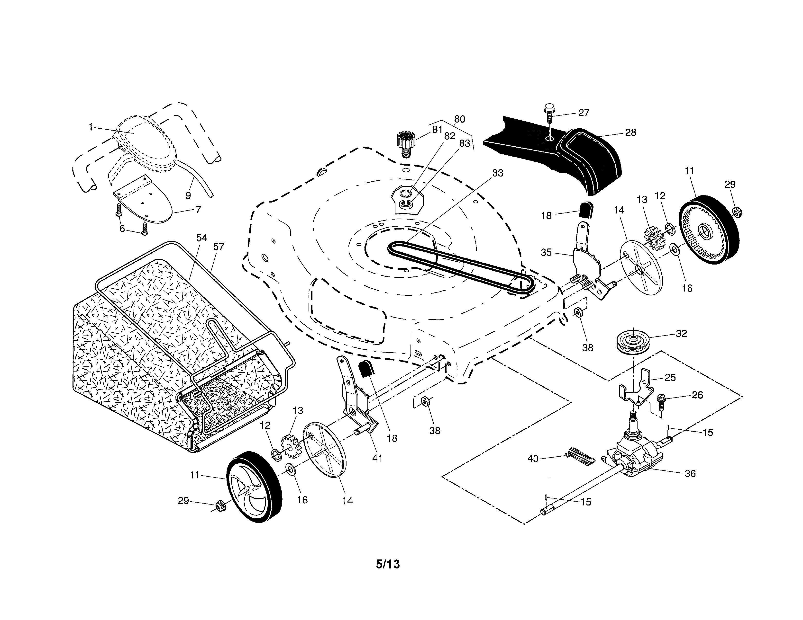 Drive control/gear case/wheels