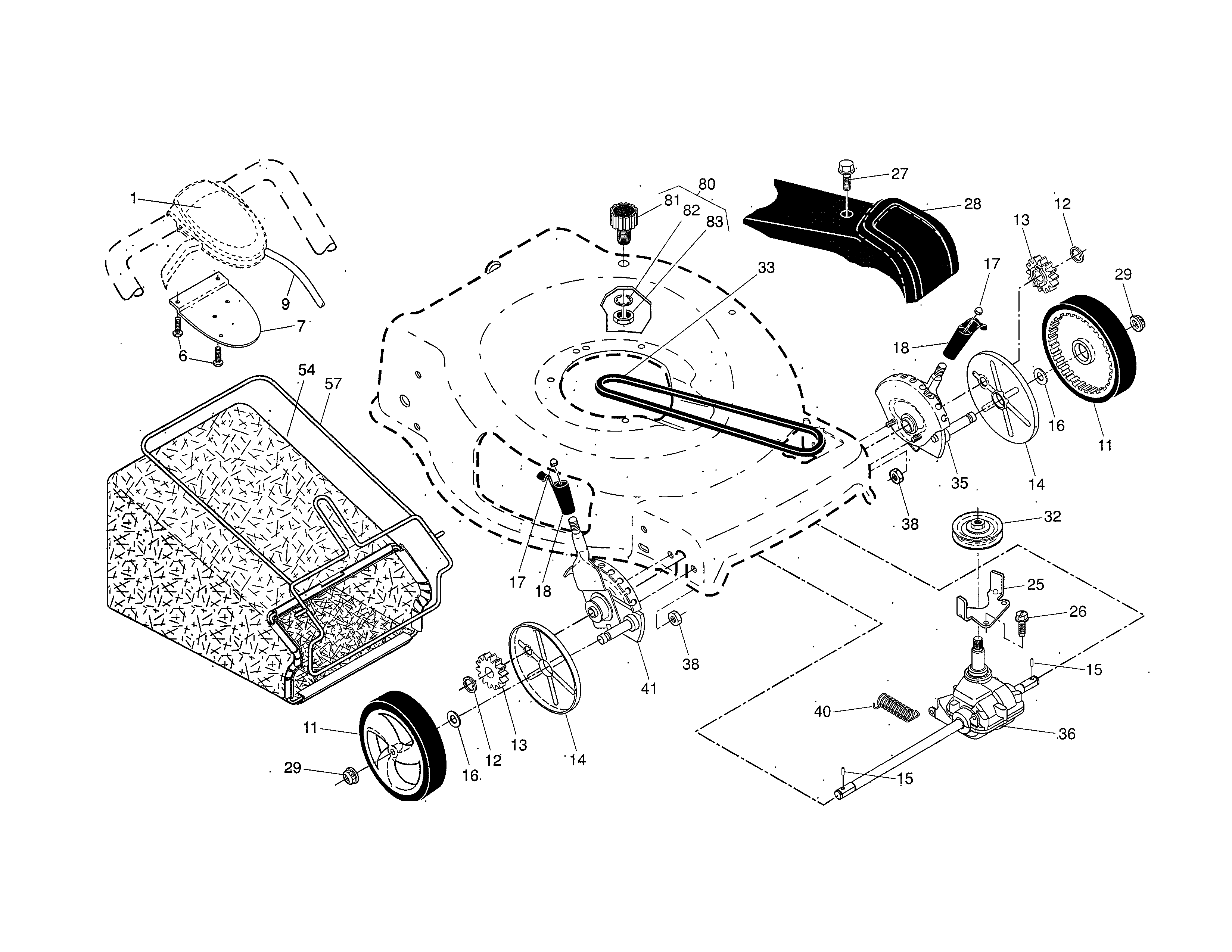 Drive control/gear case/wheels