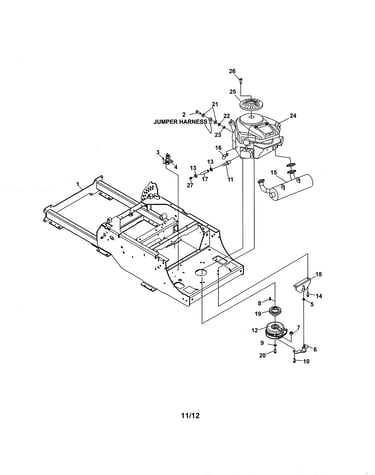 Frame-engine/clutch assembly
