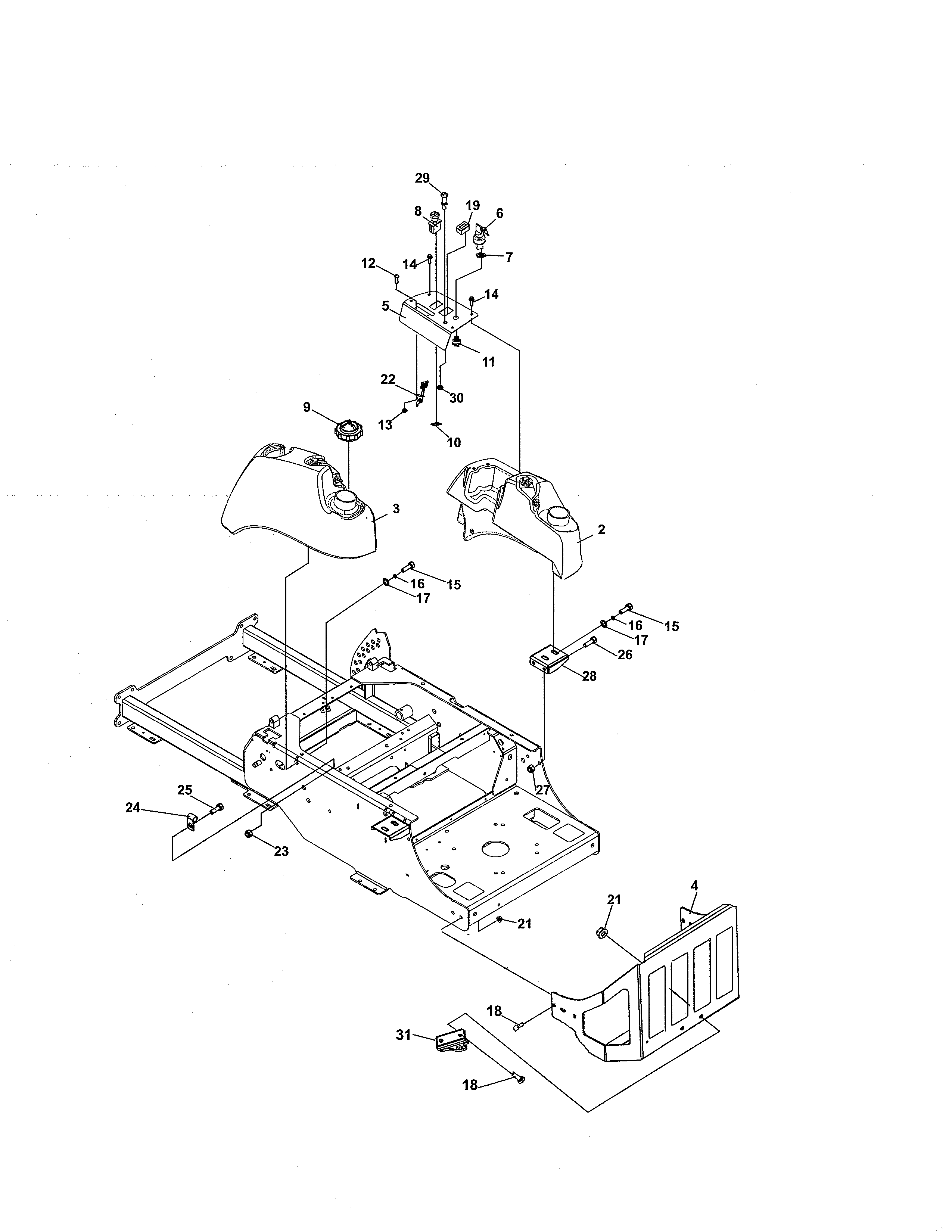 Fuel tank/bumper & control panel