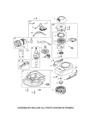 Crankshaft/rewind starter/sump