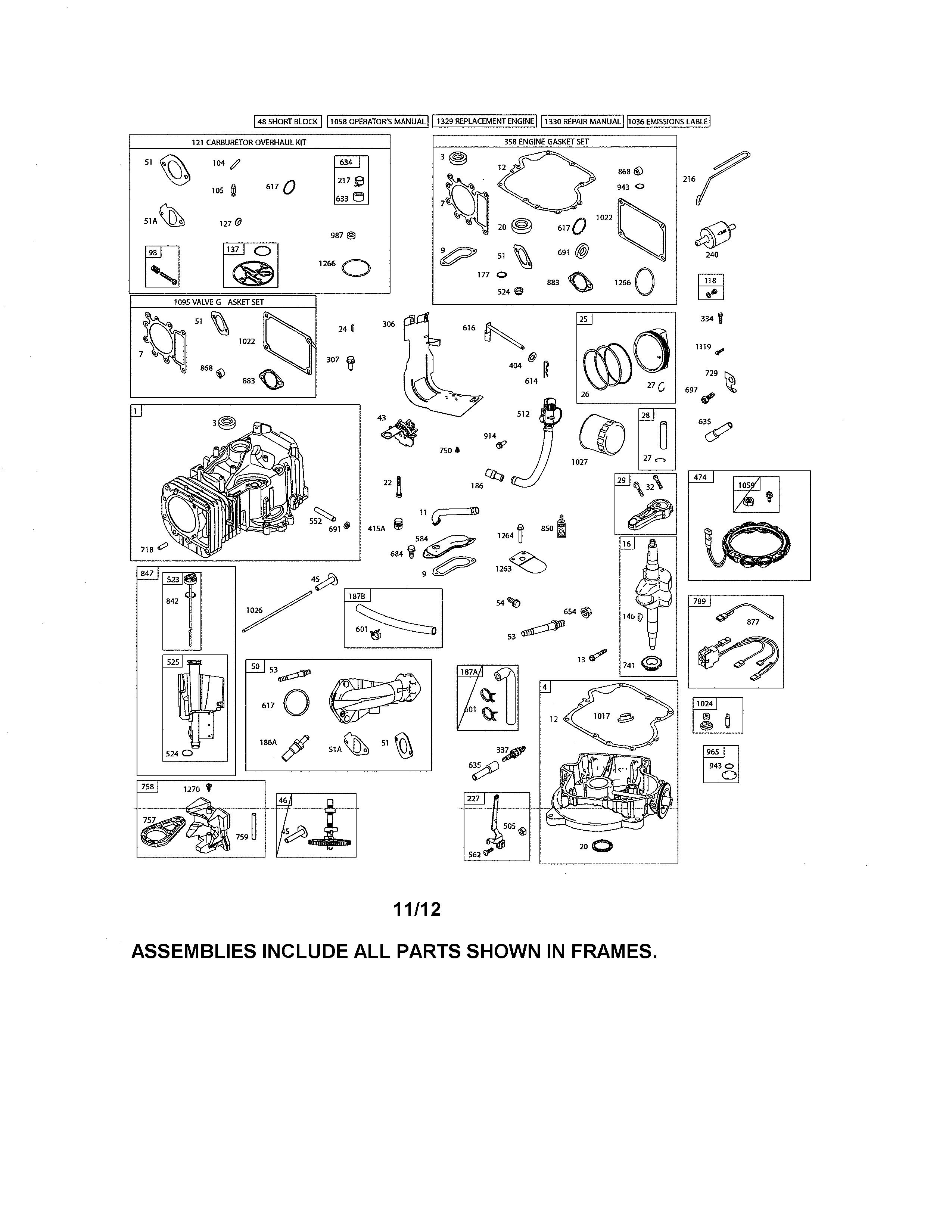 Cylinder/crankshaft/sump