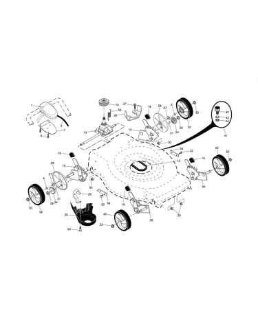 Drive control/gear case/wheels