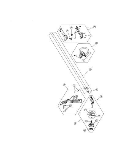 Drive shaft/handle/shield