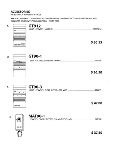 9 & 12 switch remote controls