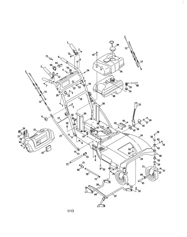 Handle/frame/fuel tank/wheels