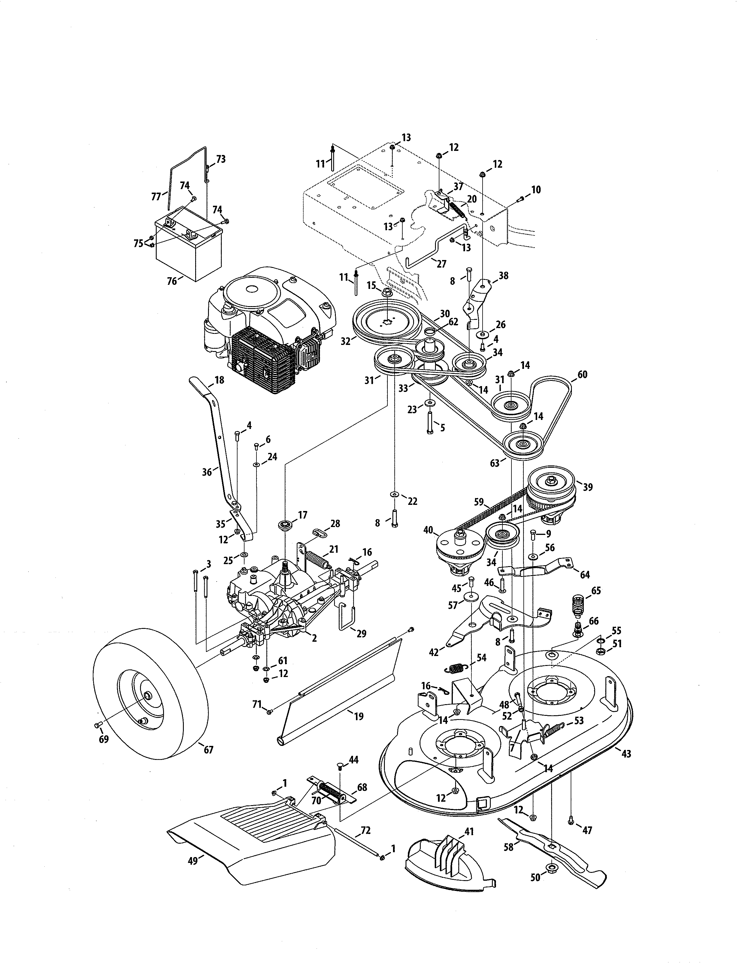 Engien/transmission/deck