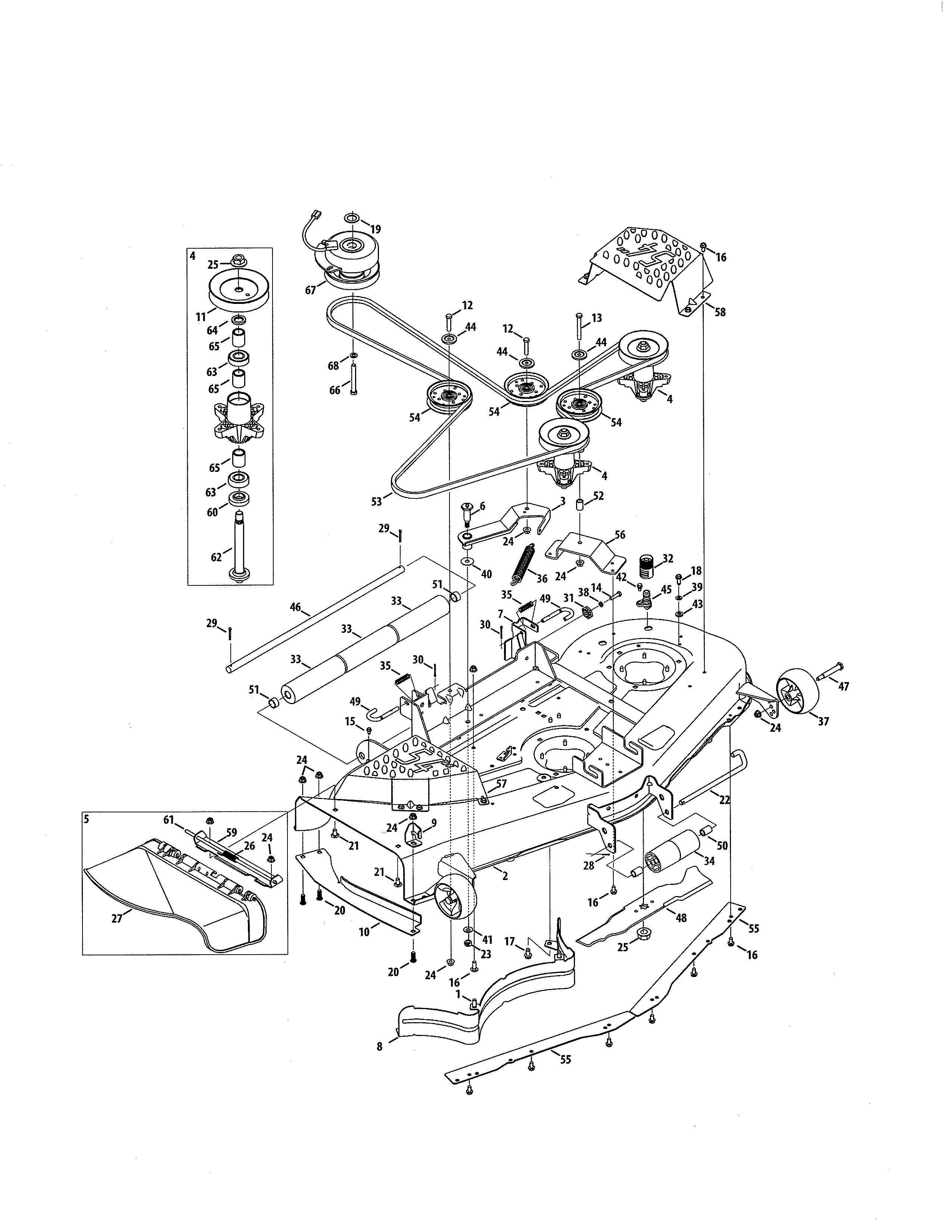 Deck/spindle pulley