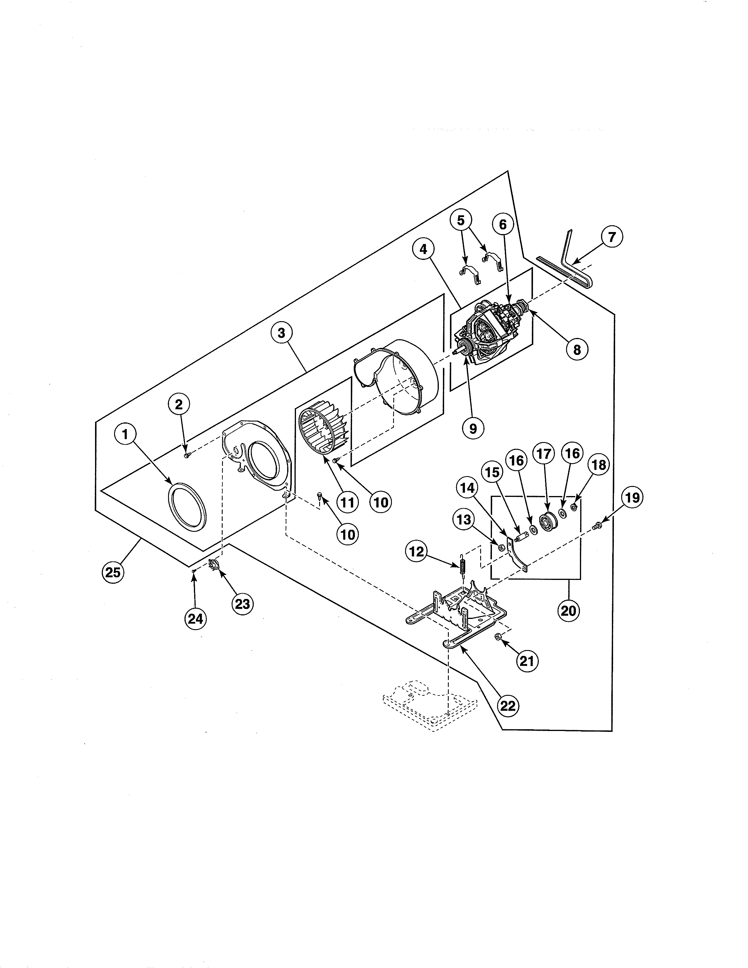 Motor/exhaust fan/belt