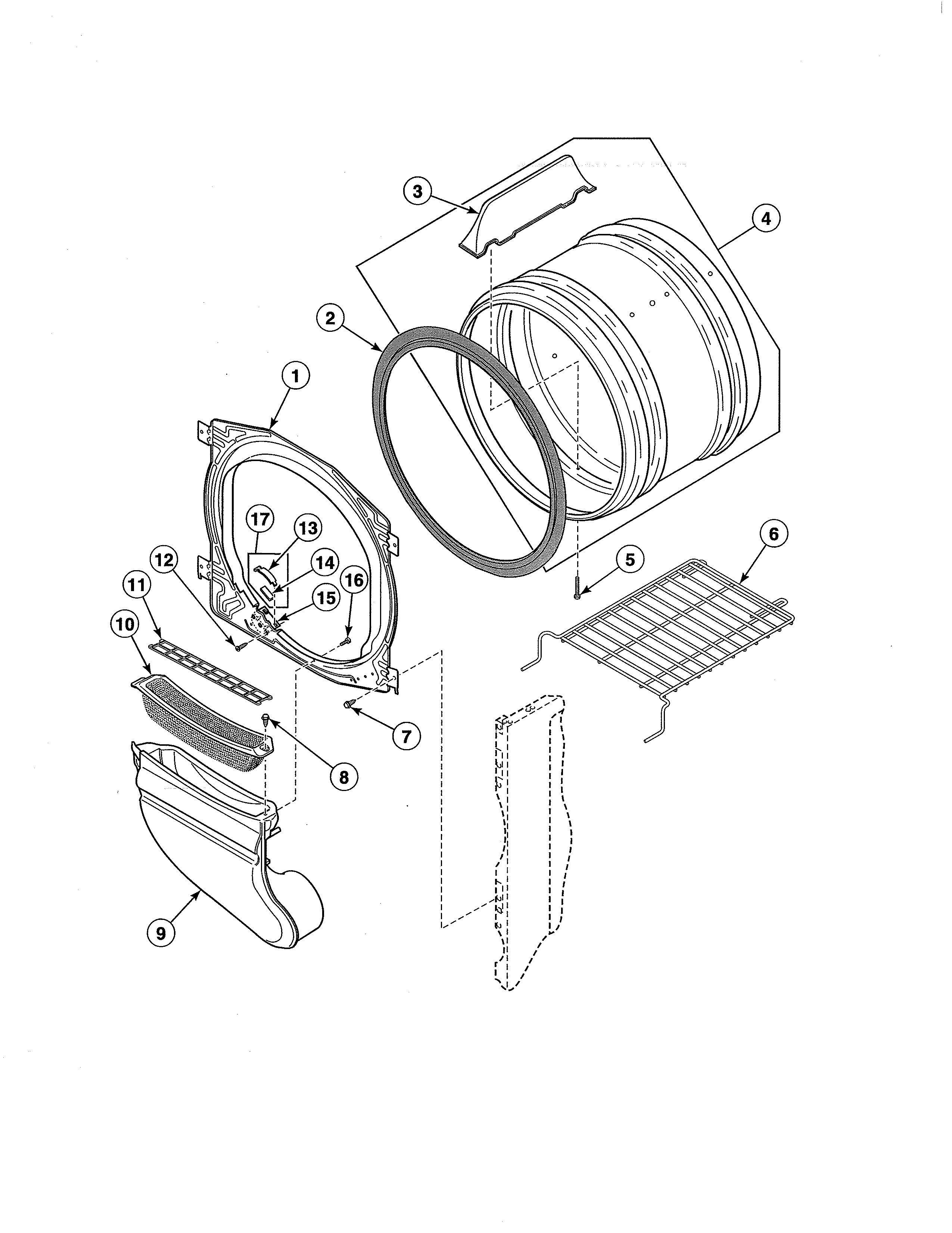 FRONT BULKHEAD/AIRDUCT/FELT SEAL/CYLINDER