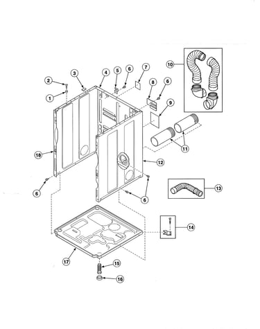 Cabinet/exhaust duct/base-single dryers