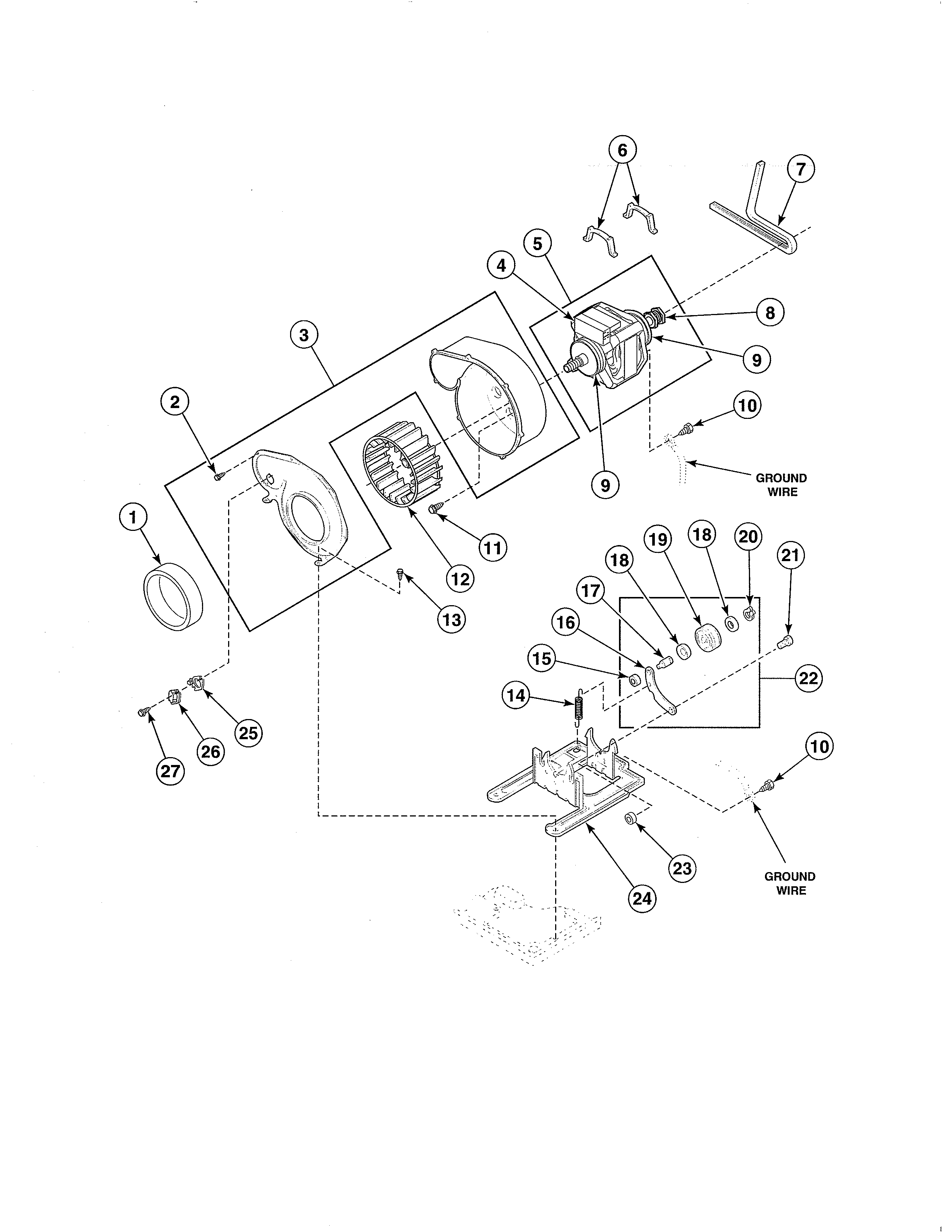 Motor/exhaust fan/belt