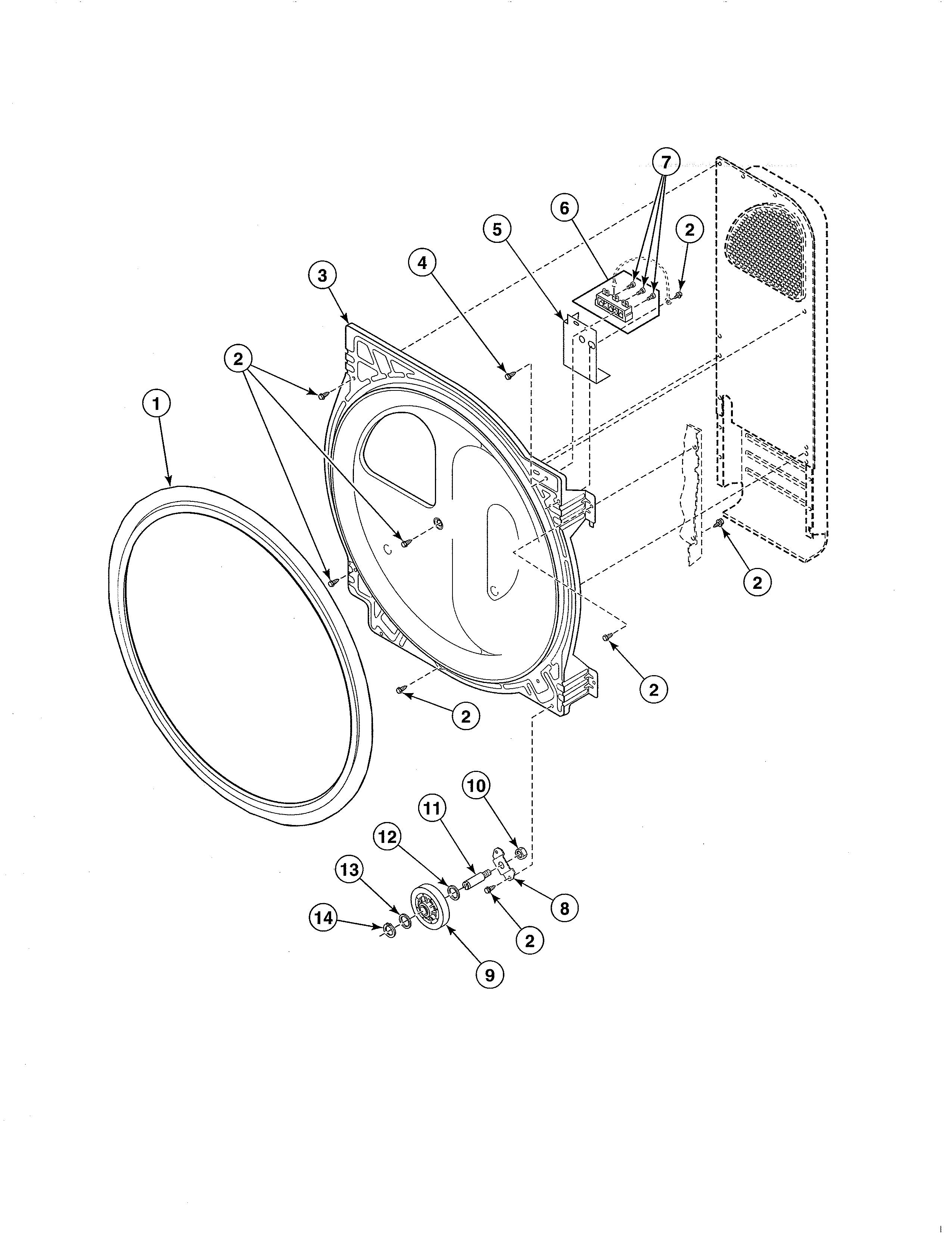 Rear bulkhead/felt seal/cylinder roller/terminal block