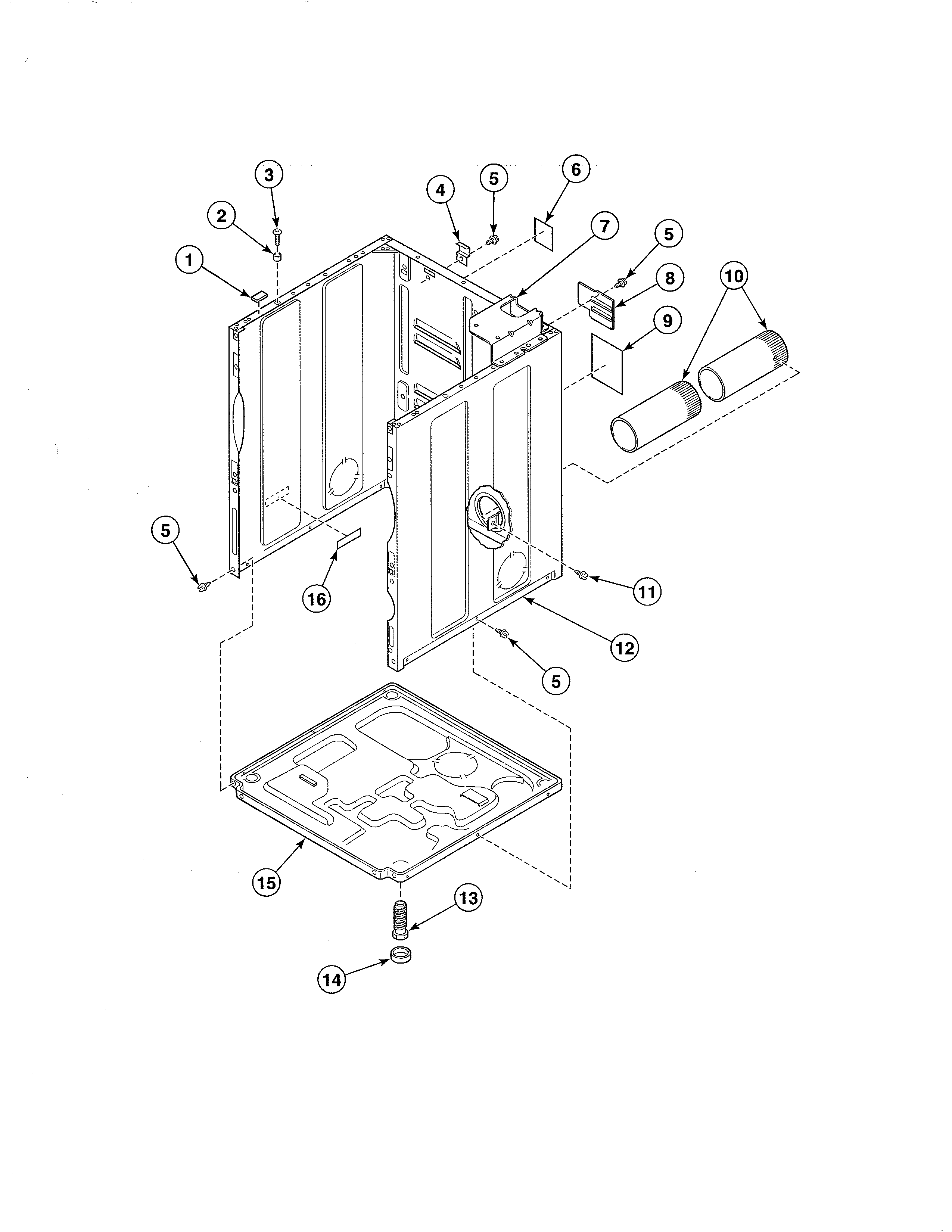Cabinet/exhaust duct/base