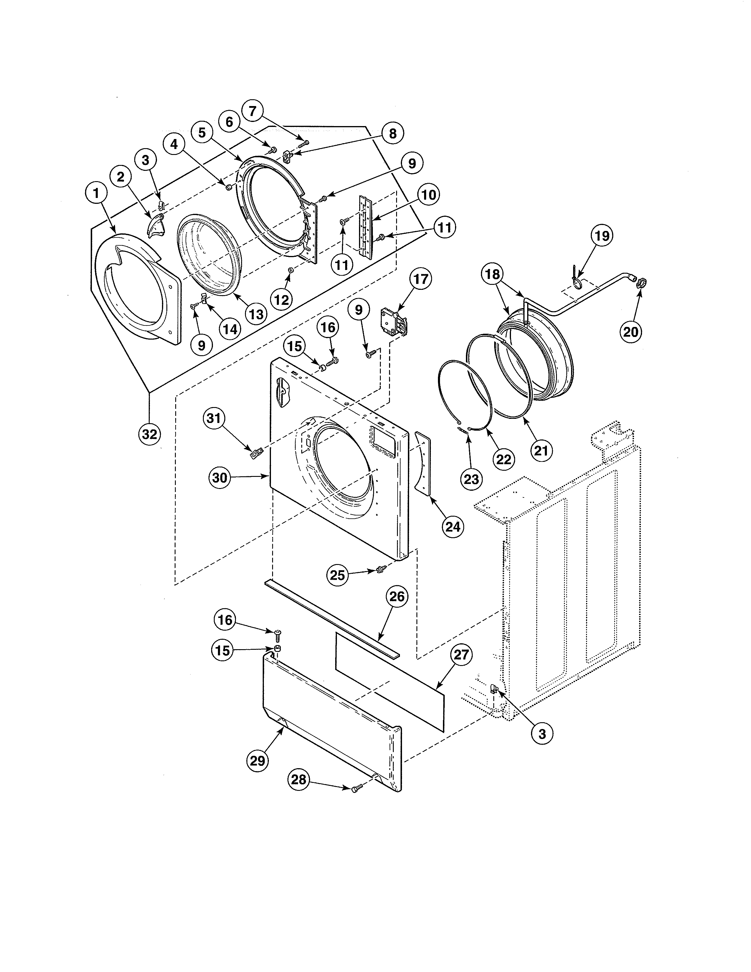 Front panel/door & seal