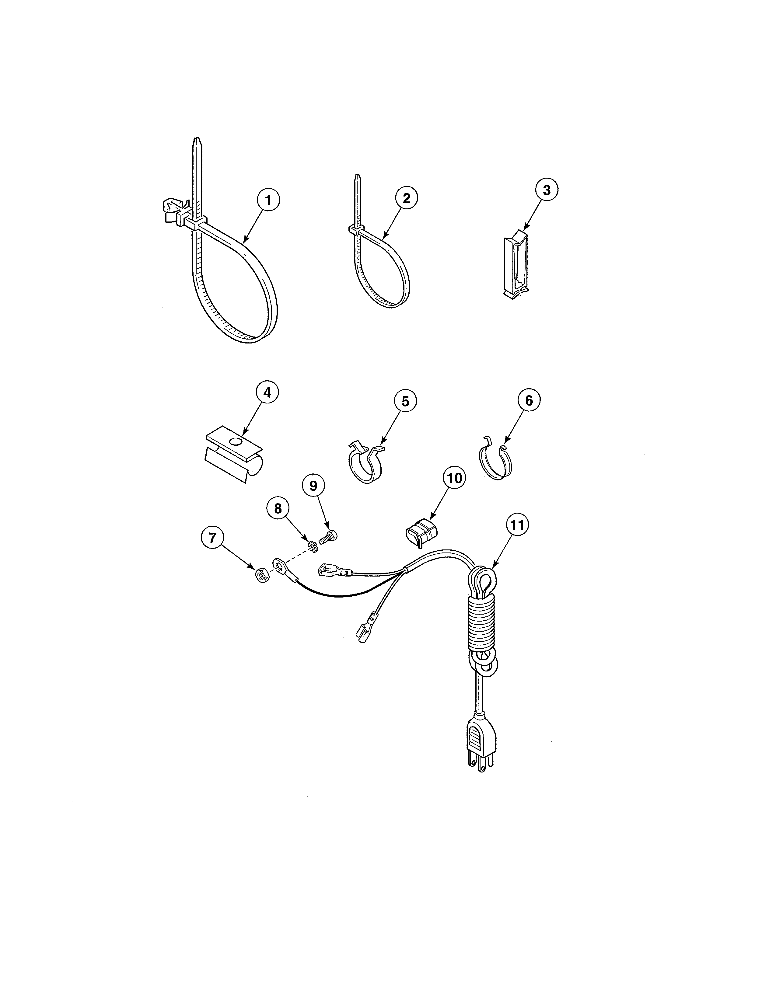 Wire ties/harness clips/power cord