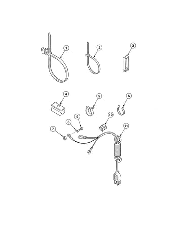 Wire ties/harness clips/power cord