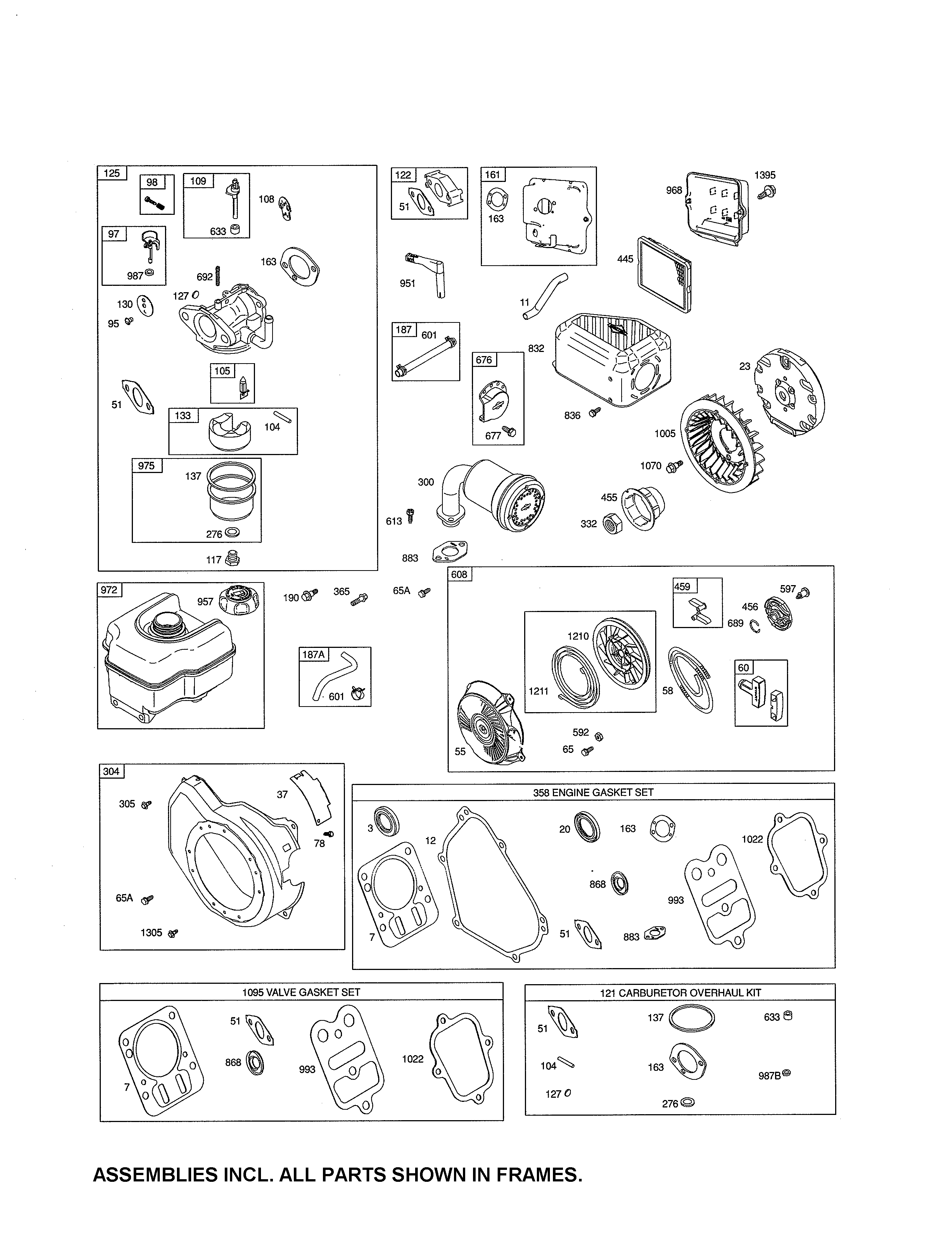 Fuel tank/carburetor/rewind starter