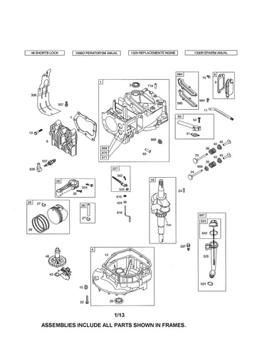 Cylinder/crankshaft/sump