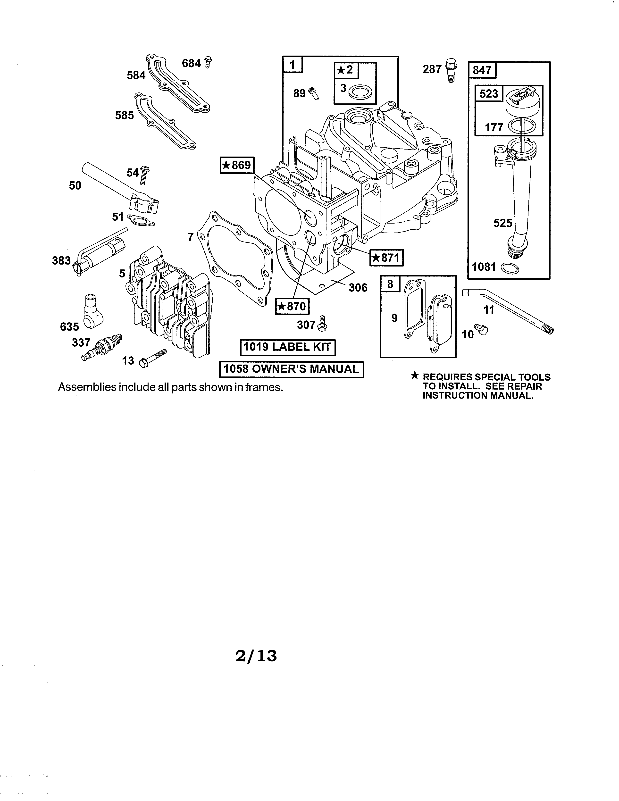 Cylinder/dipstick/tube