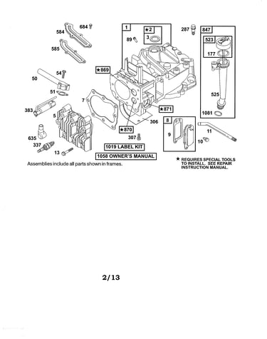 Cylinder/dipstick/tube