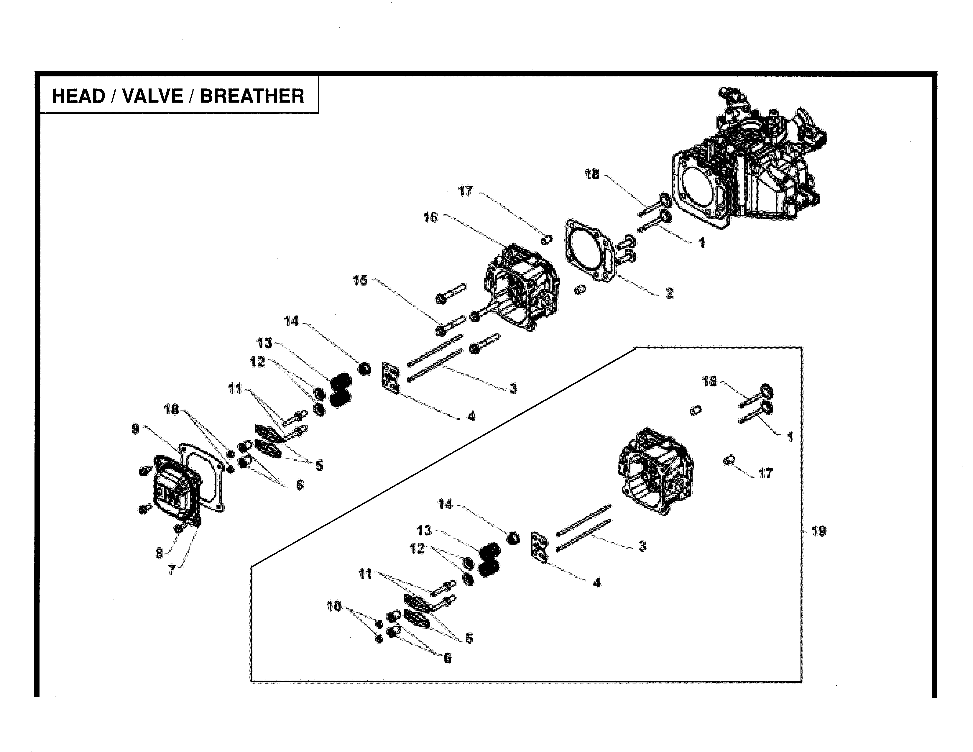 Head/valve/breather